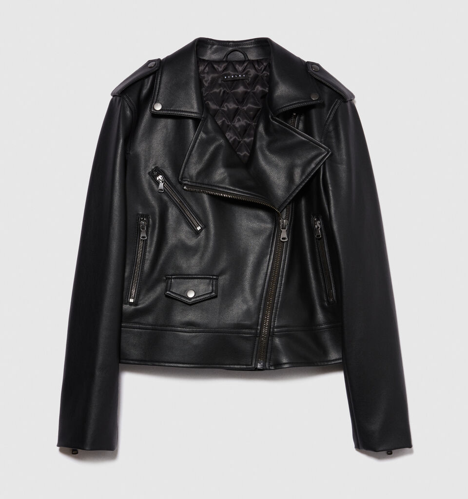 Padded biker jacket - women's jackets - Black | Sisley image number 6